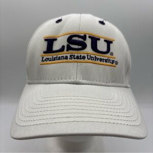 LSU Tigers NCAA Men’s The Game White Classic Bar Embroidered SnapBack Hat OSFM